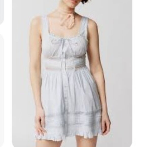 Urban Outfitters Dresses & Skirts - Urban Outfitters Angelina Lace inset Mini Dress in Sky Prairie Blue Size Small